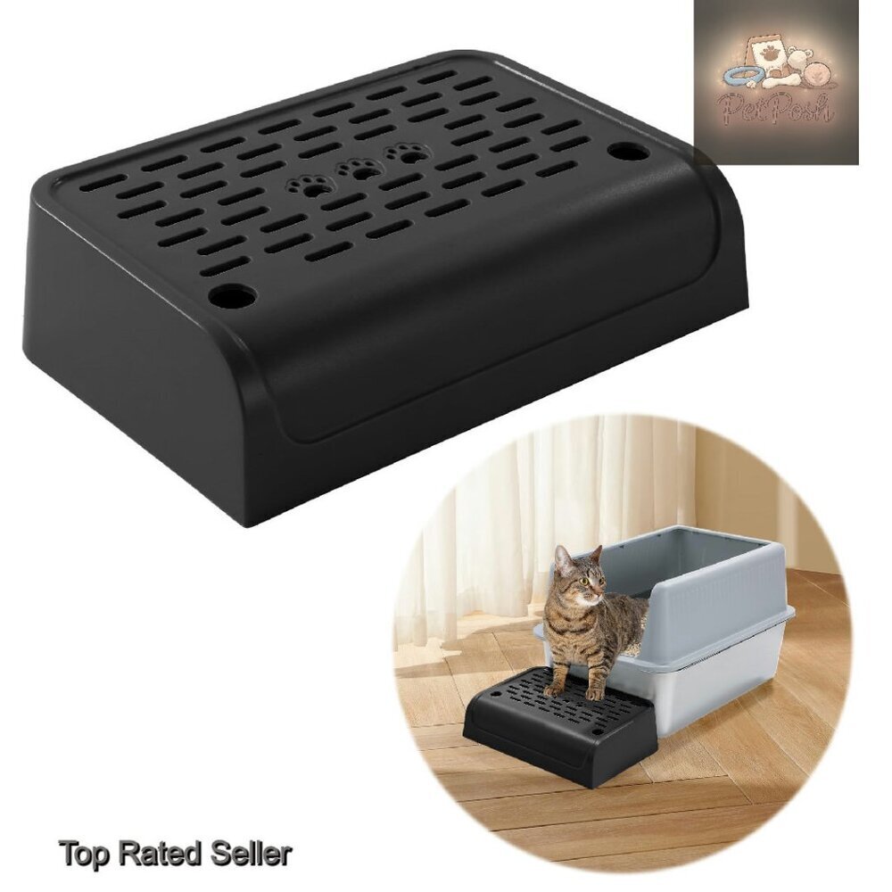 Self-Cleaning Cat Litter Box Ramp With Storage & Filter Function